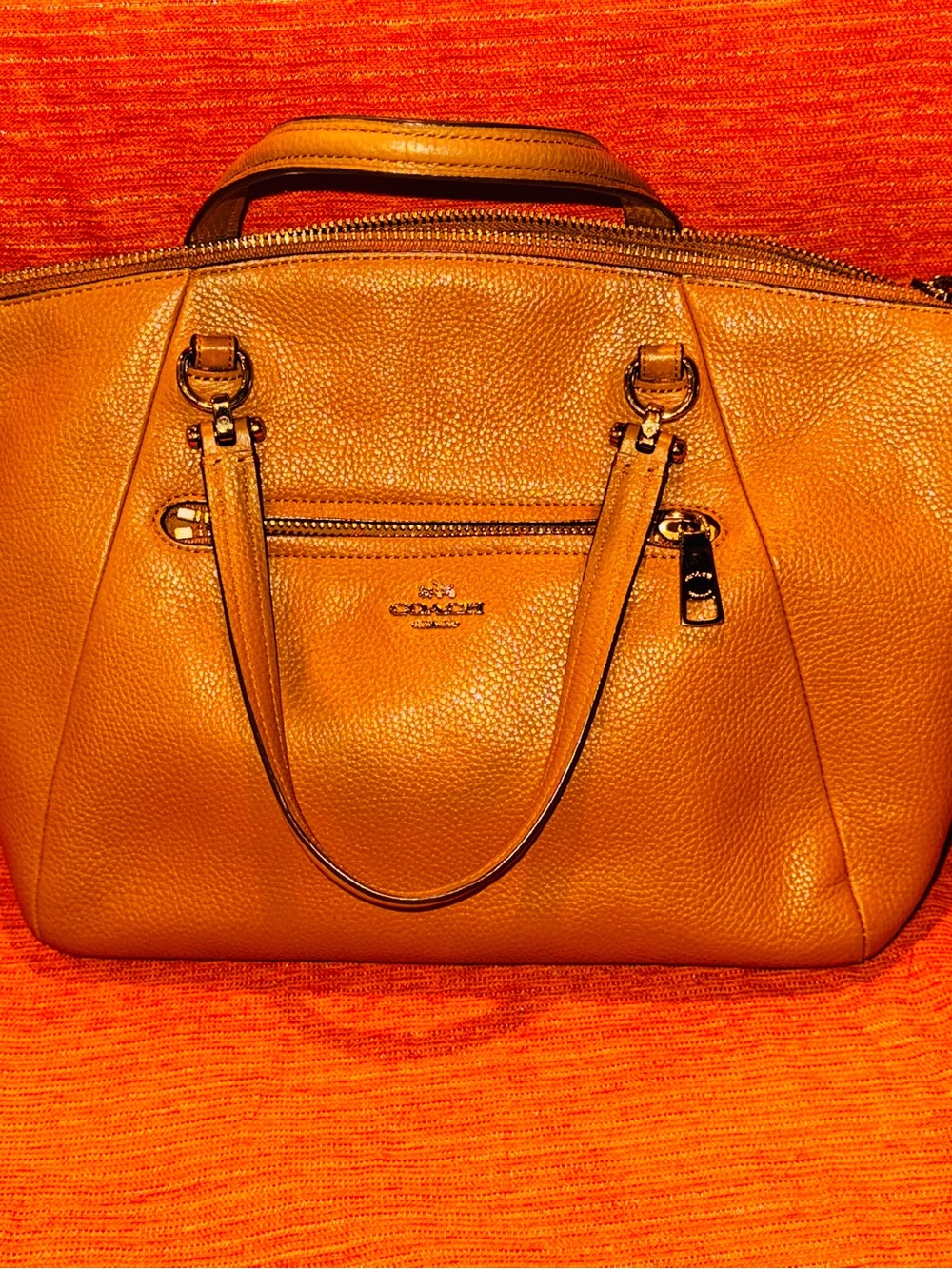 Coach Pebbled Prairie Satchel Camel color with Gold Hardware